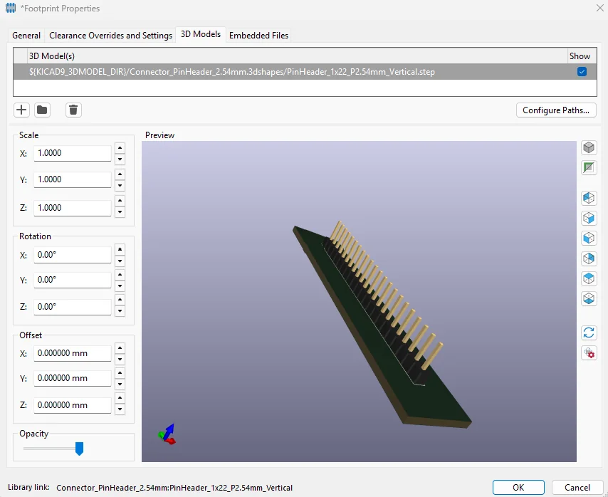 KiCad PCB editor — component placement, fig. 1